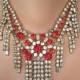 Vintage Great Gatsby Style Red and Clear Rhinestone Bridal Choker Necklace