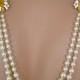 Citrine Rhinestone and Pearl Bridal Backdrop Necklace (also available in purple and pink versions)