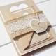 Burlap and Lace Wedding Invitation, Rustic Wedding Invitation with a Lace and Burlap Belly band and a You're invited Rustic heart tag.