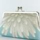 Bridesmaid Clutch, Chrysanthemum Clutch on Sky Blue (choose your color) With Silk Lining, wedding clutch,  bridesmaid gift