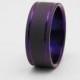Titanium ring  with double plum crazy purple pinstripes,  Handmade titanium wedding band