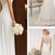 Elegant Cap Sleeves Chiffon Sheath Simple Wedding Dresses with Illusion Back