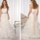Fit and Flare Sweetheart Criss-cross Bodice Wedding Dresses with Layered Skirt