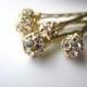 Rhinestone and Gold Hair Pins Set, Czech Crystal 8mm