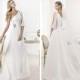 Stunning One-shoulder Draped A-line Wedding Dress with Opened Shoulder-length Sleeve