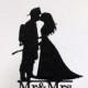 Personalized Wedding Cake Topper - Fireman and Bride Silhouette 2 with Mr & Mrs name