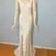 Vintage Inspired Boho Wedding Gown FRONT Slit Lace Wedding Dress SIMPLE Wedding Dress Backless Wedding Gown Sz MEDIUM
