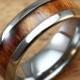 Tungsten Carbide Ring with Koa Wood Inlay (8mm width, barrel style)