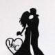 Custom Wedding Cake Topper - Bride and Groom Wedding silhouette with Personalized Initials
