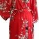 Kimono Robes Bridesmaids Silk Satin Red Colour Paint Peacock Desigh Pattern Gift Wedding dress for Party Free Size