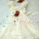 Flower girl dress- Lace Flower Girl Dress, Wedding Flower girl - Ivory Rose Chiffon Lace Dress set,Rustic dress,Ivory Dress,Baby Girls Dress
