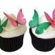 EDIBLE CAKE TOPPERS - 24 Edible Butterflies in Hot Pink and Green - Cupcake Shop, Supply Store, Bakery Supplies