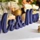 Painted in NAVY BLUE Mr & Mrs Wedding reception sign- Mr and Mrs signs for sweetheart table