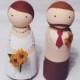 Custom Wooden Peg Dolls-Wedding Cake Topper Set