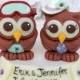 Beach wedding owl cake topper, personalized love birds with banner, summer wedding