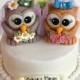 Custom same sex owl wedding cake topper, two cute brides