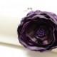 Ivory Clutch - Bridal Clutch - Bridesmaid Clutch -  Bouquet Clutch - Magenta Eggplant & Amethyst Purple Flower