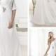 Stunning One-shoulder Draped A-line Wedding Dresses with Opened Shoulder-length Sleeve