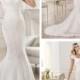 Cap Sleeves Straight Straps Neckline Mermaid Wedding Dresses Featuring Applique Crystal
