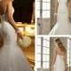 Sweetheart Beaded Lace Appliques Fit and Flare Wedding Dresses
