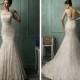 Bateau Neckline V-back Lace Wedding Dress