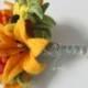 Vibrant summer felt flower bouquet - felt wedding bouquet with orange lily, pink gerbera daisy, black-eyed susan and burlap