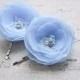 Light Blue Hair Flowers (set of 2) Blue Hair Pins, Bridal Headpiece, Blue Bridesmaids Flowers, Flower Hair Clips, Wedding Acessories, Lace