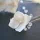 White Hydrangea Bridal Hair Pins set, Bridal Flower Hair Pin, Crystals Bridal Hair pin, Bridal hair flower, Flower pin, Wedding Hair Pins