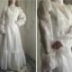 70s Vintage Wedding Dress // White Flower Floral Bridal Bride Gown Lace Ruffle Long Sleeve Mod Dress // Size: S