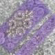 Wedding Garter Set - LAVENDER Lace SILVER Rhinestone Crest Show & Dual Stud Toss - other colors available