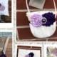 Wedding flower girl basket , ring bearer pillow , wedding guest book , wedding garter set  , cake server set , PLUM AND ORCHID