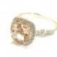 Morganite and Diamond engagement ring -14K solid White, Rose or Yellow gold options