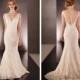 Lace Straps V-neck Lace Wedding Dresses with Low V-back