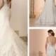 Elegant Fit and Flare Illusion Straps Wedding Dresses with Deep V-back