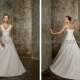 Elegant Ivory A-line V neckline Taffeta Crossover Chiffon Wedding Gown