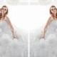 Asymmetrical Pleated Bodice A-Line Luxurious Skirt Lucky Wedding Dress