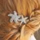 STARFISH, Wedding Hair Comb, Beach Wedding Bridal Hair Accessories, Crystal Rhinestone Wedding Hair Jewelry, Vintage Style Silver Star Fish