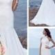Trumpet/ Mermaid Halter Sweep Train Chiffon Over Satin Wedding Dresses