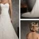 Strapless Sweetheart Lace A-line Wedding Dress with Chapel Train
