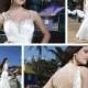 Beaded Straps Charmeuse Asymmetric Pleated Mermaid Wedding Gown with Deep V-back