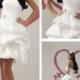 Causal White Taffeta Short Summer Wedding Dress with Pick Up Skirt