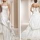 Beaded Strapless Satin Wedding Dress with Pick-up Skirt