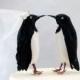 Penguin Wedding Cake Topper: Funny, Unique Winter Bride and Groom Love Bird Cake Topper -- LoveNesting Cake Toppers