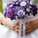Custom Color Bridal Button and Felt Brooch Bouquet