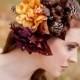 Autumn Elegance-Silk Floral trio-whimsical feathers and gold beads Hairpiece or Bridal Sash flower-CRBoggs Designs Original
