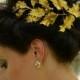 Gold wedding crown, wedding bridal tiara wedding tiara bridal halo gold tiara Floral Headband Gold Leaf Tiara Gold Crown floral headband