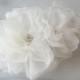 Pale Ivory Sash, Bridal Sash, Wedding Belt with Organza Flowers, White, Black, Blush, Champagne, Pewter - JOLIE FLEUR