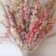 Dried flower bridal bouquet - dried flowers - pink - blue - wildflower - country wedding - wheat - larkspur