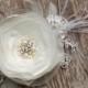 Ivory wedding hairpiece flower bridal hair accessories pearls wedding hair fascinator hair clip 3 inch flower, satin, pearl chiffon, feather