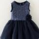 Navy Blue Sequin Flower Girl Dress / Navy Blue Flower Girl Dress / Flower Girl Dress / Junior Bridesmaid Dress / Birthday Dress / Dress